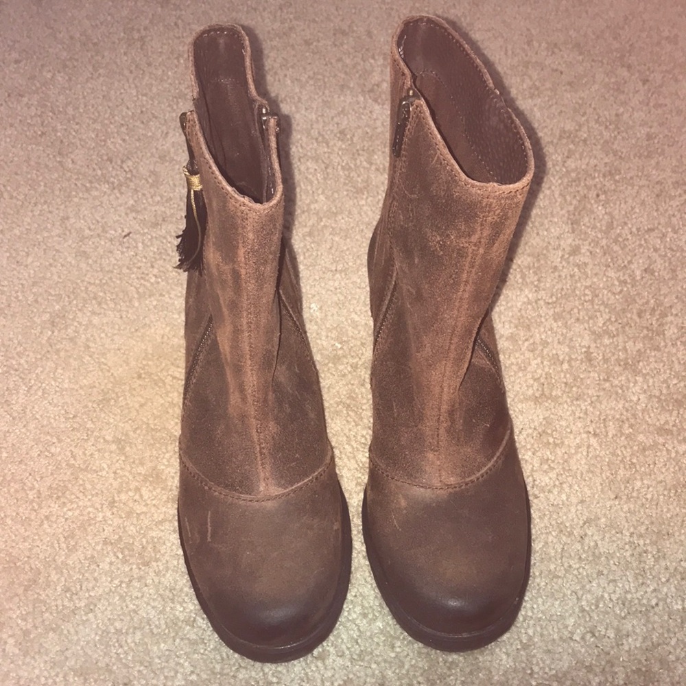 Brown leather boots